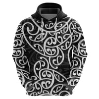 New Zealand Hoodie Maori Pattern White LT6 - Polynesian Pride