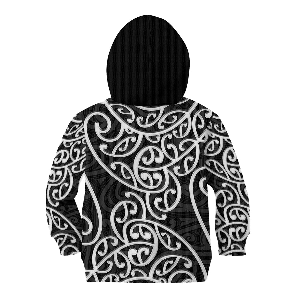 New Zealand Kid Hoodie Maori Pattern White LT6 - Polynesian Pride