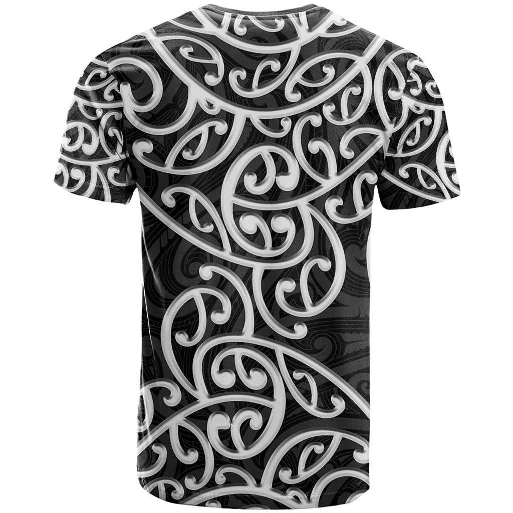 New Zealand T Shirt Maori Pattern White LT6 - Polynesian Pride