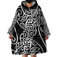 New Zealand Wearable Blanket Hoodie Maori Pattern White LT6 - Polynesian Pride