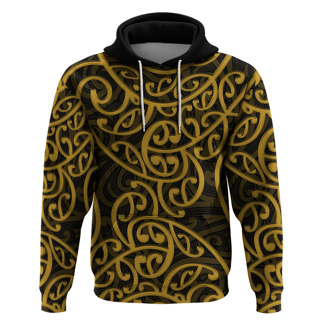 New Zealand Hoodie Maori Pattern Gold LT6 Gold - Polynesian Pride