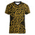 New Zealand Women V Neck T Shirt Maori Pattern Gold LT6 Female Gold - Polynesian Pride