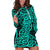 New Zealand Hoodie Dress Maori Pattern Turquoise LT6 Green - Polynesian Pride