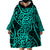 New Zealand Wearable Blanket Hoodie Maori Pattern Turquoise LT6 - Polynesian Pride