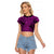 New Zealand Raglan Cropped T Shirt Maori Pattern Purple LT6 Female Purple - Polynesian Pride