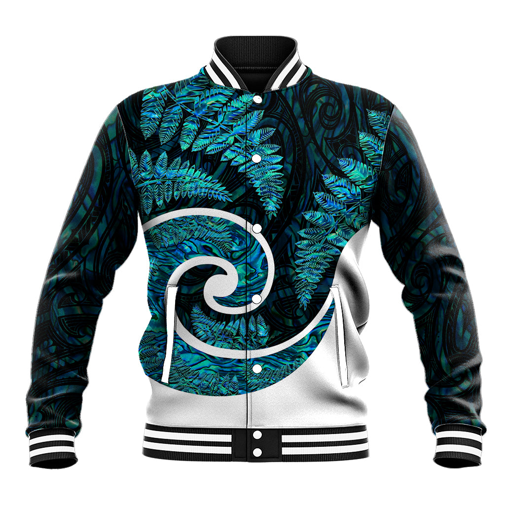 New Zealand Baseball Jacket Maori With Silver Fern Papua Shell Green Ver.1 LT6 Unisex Green - Polynesian Pride