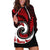 New Zealand Hoodie Dress Maori With Silver Fern Red LT6 Red - Polynesian Pride