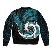 New Zealand Bomber Jacket Maori With Silver Fern Papua Shell Green Ver.2 LT6 - Polynesian Pride