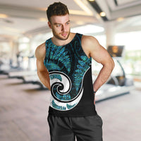 New Zealand Men Tank Top Maori With Silver Fern Papua Shell Green Ver.2 LT6 - Polynesian Pride