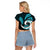 New Zealand Raglan Cropped T Shirt Maori With Silver Fern Light Blue LT6 - Polynesian Pride