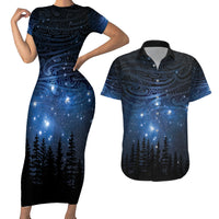 Matariki Te Tau Hou Māori Couples Matching Short Sleeve Bodycon Dress and Hawaiian Shirt New Zealand Starry Sky LT7 Galaxy - Polynesian Pride