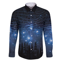 Matariki Te Tau Hou Māori Family Matching Puletasi and Hawaiian Shirt New Zealand Starry Sky LT7 Dad's Shirt - Long Sleeve Galaxy - Polynesian Pride