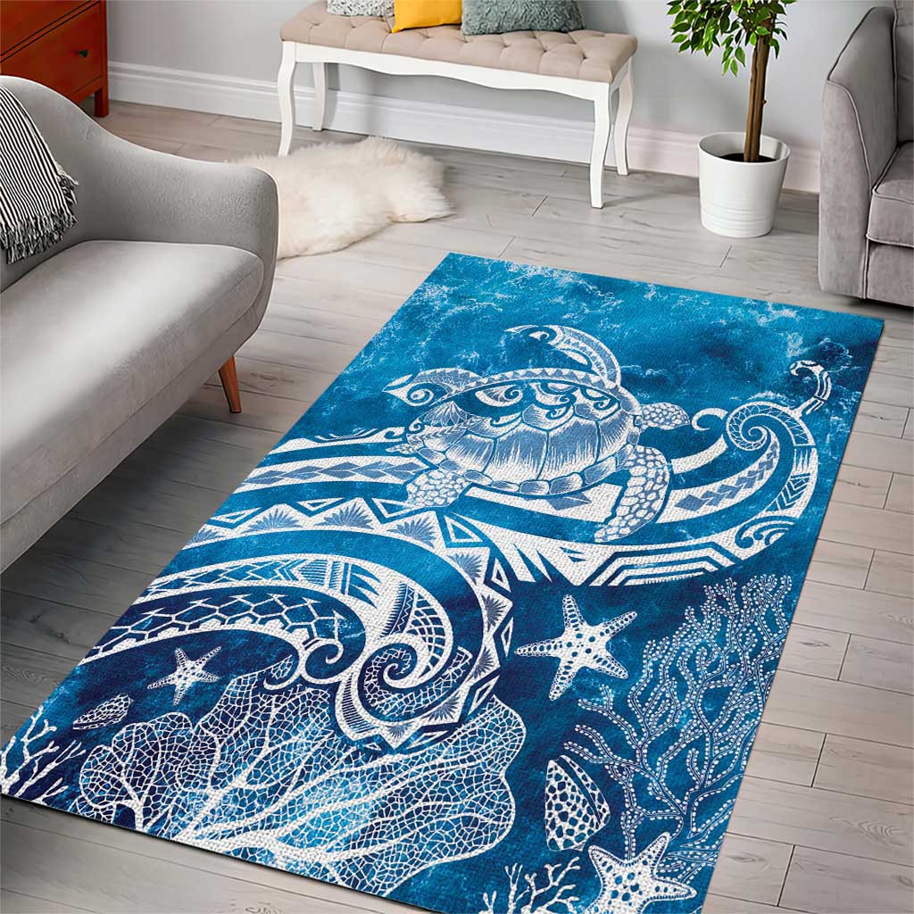 World Ocean Day Polynesian Pattern Area Rug Crystal Waves