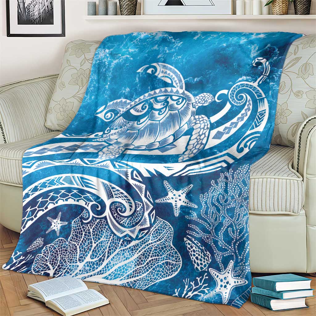 World Ocean Day Polynesian Pattern Blanket Crystal Waves