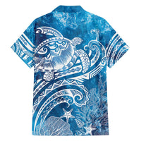 World Ocean Day Polynesian Pattern Family Matching Off Shoulder Short Dress and Hawaiian Shirt Crystal Waves