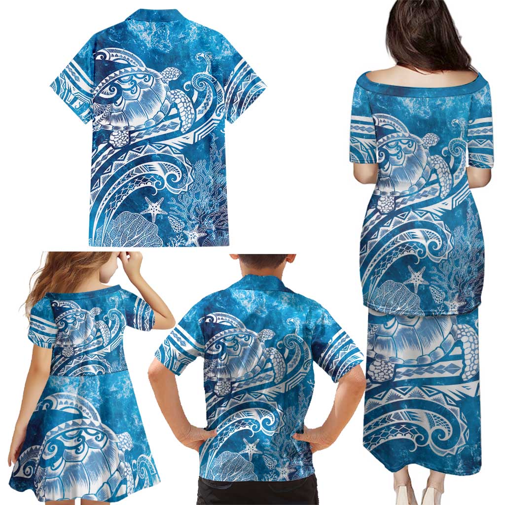 World Ocean Day Polynesian Pattern Family Matching Puletasi and Hawaiian Shirt Crystal Waves LT7 - Polynesian Pride