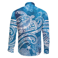 World Ocean Day Polynesian Pattern Family Matching Tank Maxi Dress and Hawaiian Shirt Crystal Waves