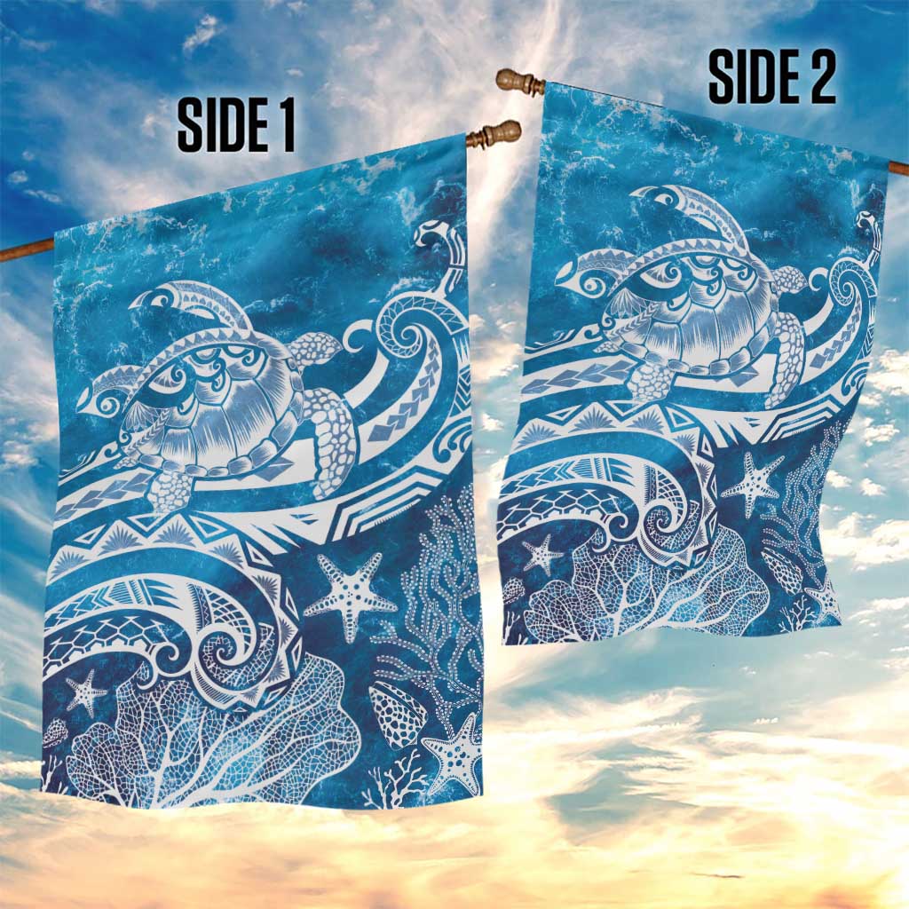 World Ocean Day Polynesian Pattern Garden Flag Crystal Waves