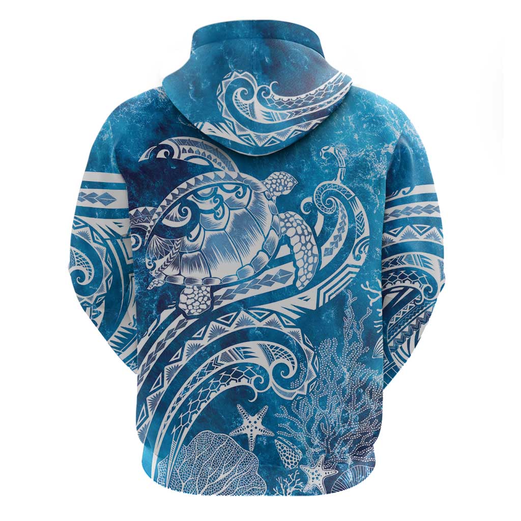 World Ocean Day Polynesian Pattern Hoodie Crystal Waves