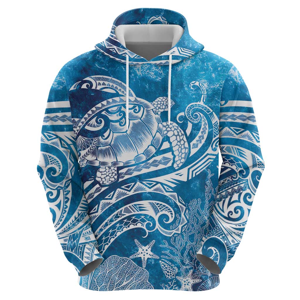 World Ocean Day Polynesian Pattern Hoodie Crystal Waves