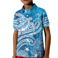 World Ocean Day Polynesian Pattern Kid Polo Shirt Crystal Waves