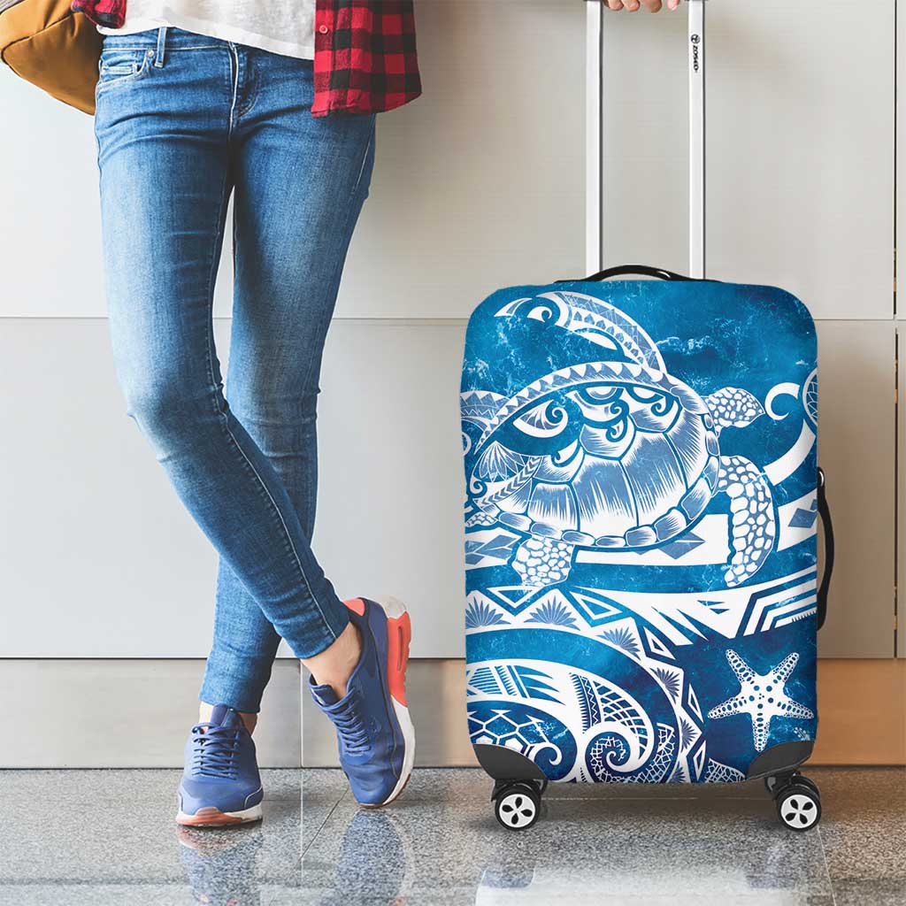 World Ocean Day Polynesian Pattern Luggage Cover Crystal Waves