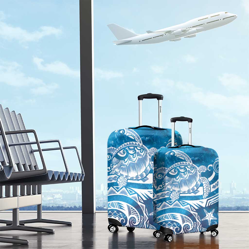 World Ocean Day Polynesian Pattern Luggage Cover Crystal Waves