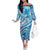 World Ocean Day Polynesian Pattern Off The Shoulder Long Sleeve Dress Crystal Waves