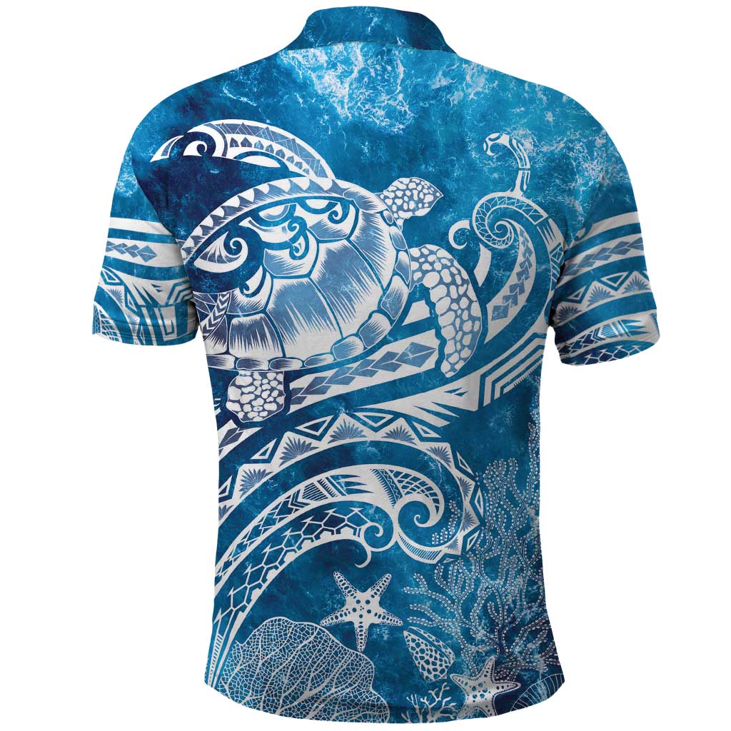World Ocean Day Polynesian Pattern Polo Shirt Crystal Waves