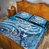 World Ocean Day Polynesian Pattern Quilt Bed Set Crystal Waves