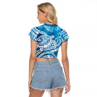 World Ocean Day Polynesian Pattern Raglan Cropped T Shirt Crystal Waves LT7 - Polynesian Pride