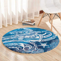 World Ocean Day Polynesian Pattern Round Carpet Crystal Waves