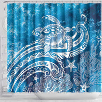 World Ocean Day Polynesian Pattern Shower Curtain Crystal Waves