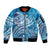 World Ocean Day Polynesian Pattern Sleeve Zip Bomber Jacket Crystal Waves