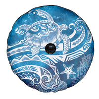 World Ocean Day Polynesian Pattern Spare Tire Cover Crystal Waves