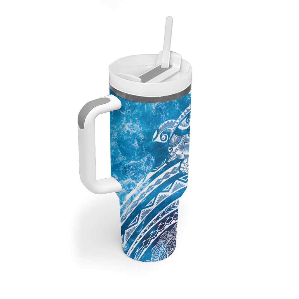 World Ocean Day Polynesian Pattern Tumbler With Handle Crystal Waves