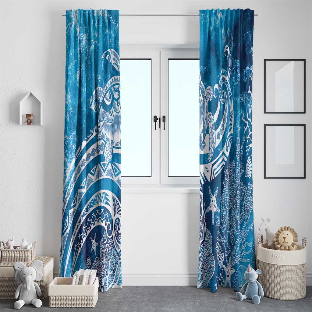 World Ocean Day Polynesian Pattern Window Curtain Crystal Waves