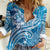 World Ocean Day Polynesian Pattern Women Casual Shirt Crystal Waves