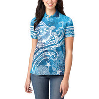 World Ocean Day Polynesian Pattern Women Polo Shirt Crystal Waves
