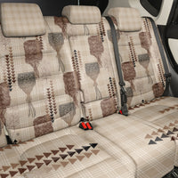 Aloha Hawaii Vintage Kahili Pa'a Lima Back Car Seat Cover Palaka Print Cozy Beige