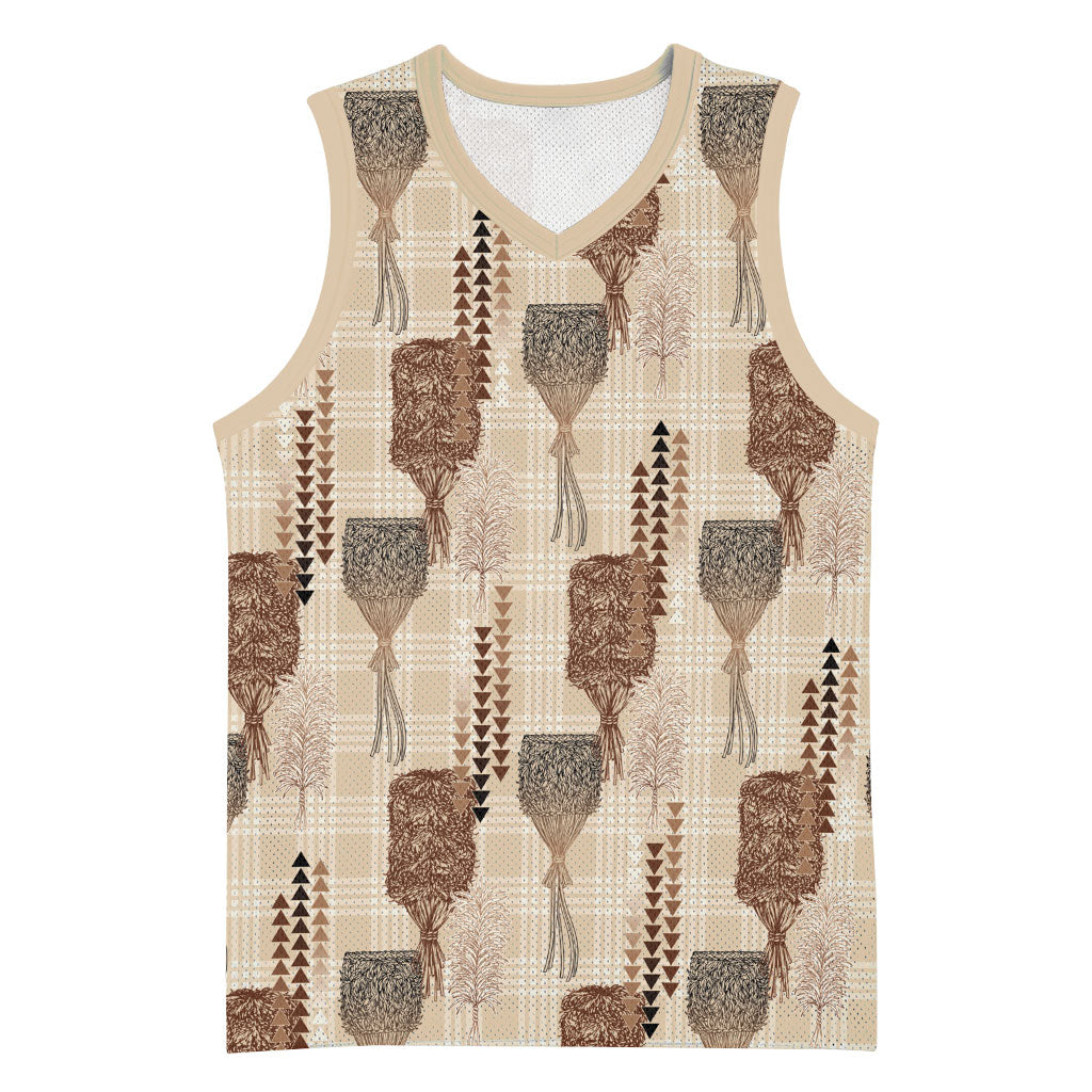 Aloha Hawaii Vintage Kahili Pa'a Lima Basketball Jersey Palaka Print Cozy Beige LT7 Unisex Beige - Polynesian Pride