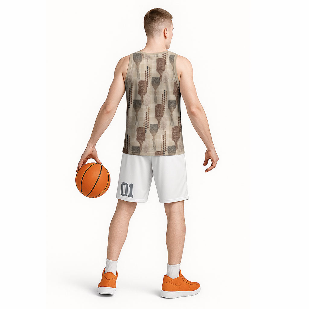 Aloha Hawaii Vintage Kahili Pa'a Lima Basketball Jersey Palaka Print Cozy Beige