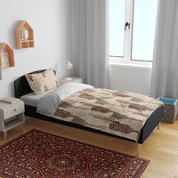 Aloha Hawaii Vintage Kahili Pa'a Lima Bedding Set Palaka Print Cozy Beige