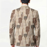 Aloha Hawaii Vintage Kahili Pa'a Lima Blazer Palaka Print Cozy Beige