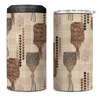 Aloha Hawaii Vintage Kahili Pa'a Lima 4 in 1 Can Cooler Tumbler Palaka Print Cozy Beige