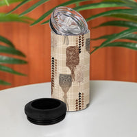 Aloha Hawaii Vintage Kahili Pa'a Lima 4 in 1 Can Cooler Tumbler Palaka Print Cozy Beige