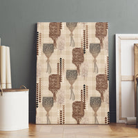 Aloha Hawaii Vintage Kahili Pa'a Lima Canvas Wall Art Palaka Print Cozy Beige