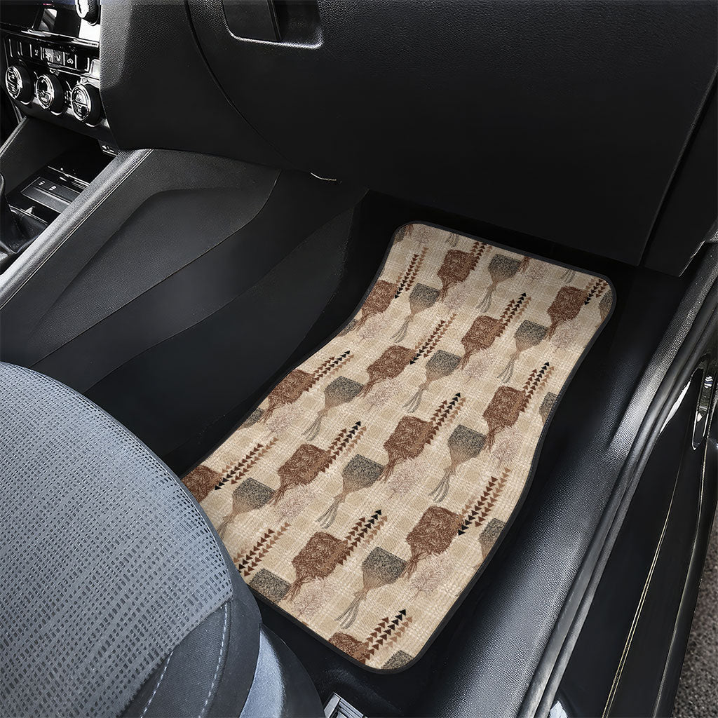 Aloha Hawaii Vintage Kahili Pa'a Lima Car Mats Palaka Print Cozy Beige