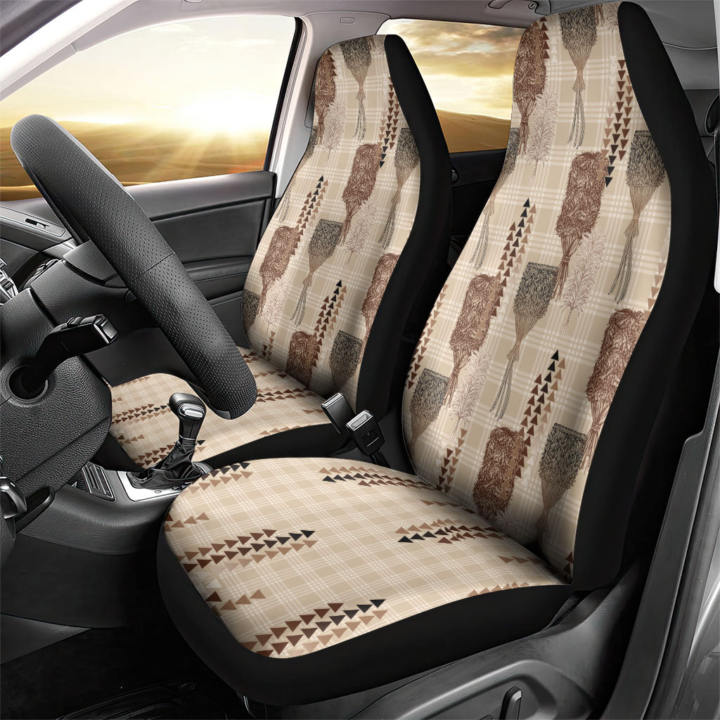 Aloha Hawaii Vintage Kahili Pa'a Lima Car Seat Cover Palaka Print Cozy Beige