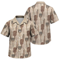 Aloha Hawaii Vintage Kahili Pa'a Lima Family Matching Off Shoulder Maxi Dress and Hawaiian Shirt Palaka Print Cozy Beige